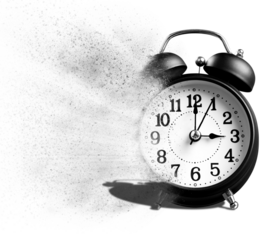 Vintage black alarm clock on white background