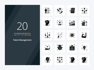 20 Talent Management Solid Glyph icon for presentation