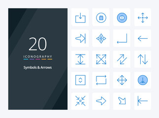 20 Symbols  Arrows Blue Color icon for presentation