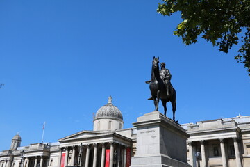 King George IV Statue in front of National Gallery at Trafalgar squares in London, England Great...