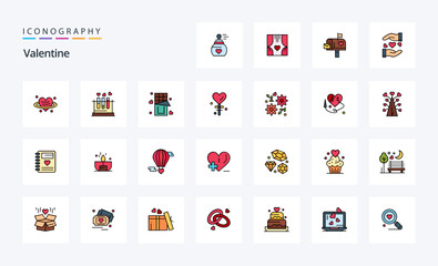 25 Valentine Line Filled Style icon pack