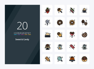 20 Sweet And Candy line Filled icon for presentation