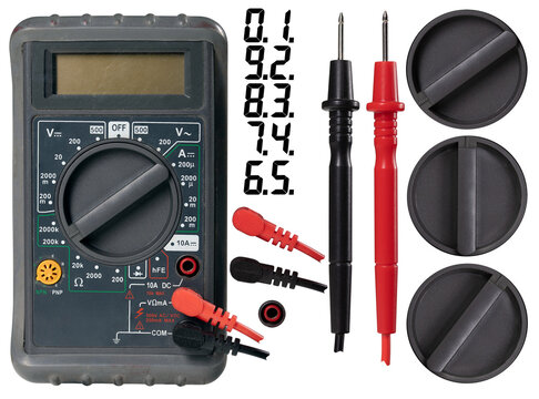 Electrical multimeter for electrical measurements in various parameters. Isolated background.