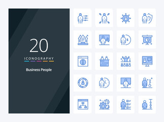 Fototapeta na wymiar 20 Business People Blue Color icon for presentation