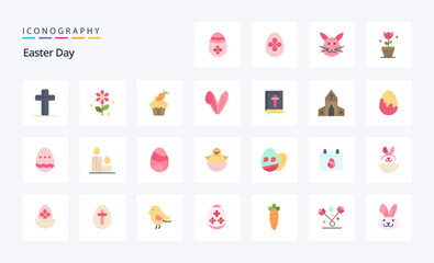 25 Easter Flat color icon pack