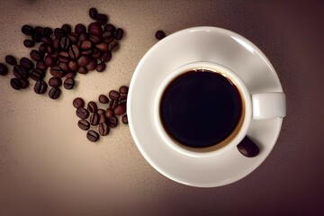 cup of coffee with beans - Generative AI