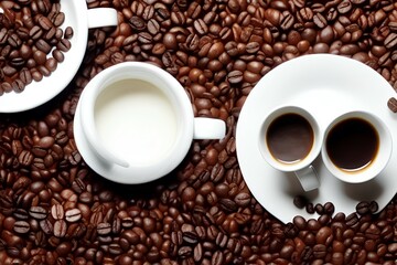 Fototapeta premium coffee beans and cup -Generative AI