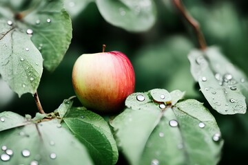 Red apple isolated on white background, full depth of path, width - Generative AI