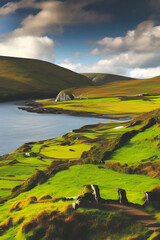 a rural European Ireland landscape created using Generative AI.