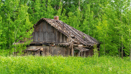 destroyed village houses