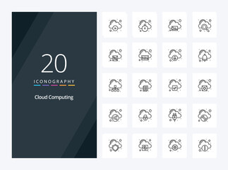 Fototapeta na wymiar 20 Cloud Computing Outline icon for presentation