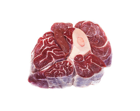 Sliced beef shank, Osso Bucco steak, isolated on a transparent background