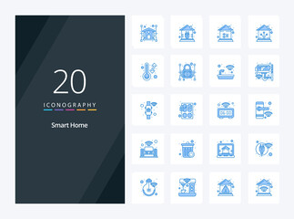 Fototapeta na wymiar 20 Smart Home Blue Color icon for presentation