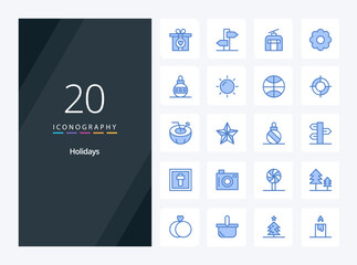 20 Holidays Blue Color icon for presentation