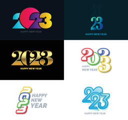 Big Set of 2023 Happy New Year logo text design 2023 number design template