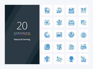 Fototapeta na wymiar 20 Nature And Farming Blue Color icon for presentation