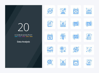 Fototapeta na wymiar 20 Data Analysis Blue Color icon for presentation