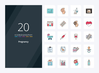 Fototapeta na wymiar 20 Pregnancy line Filled icon for presentation