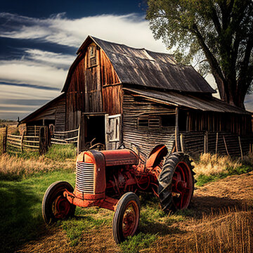 old barn and tractor