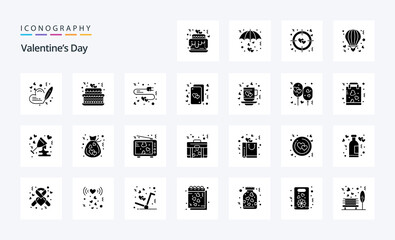 25 Valentines Day Solid Glyph icon pack