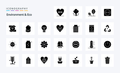 25 Environment And Eco Solid Glyph icon pack