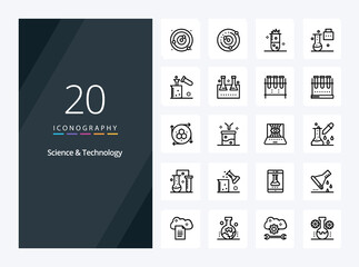 20 Science And Technology Outline icon for presentation