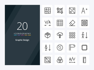 Fototapeta na wymiar 20 Design Outline icon for presentation