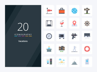 20 Vacations Flat Color icon for presentation