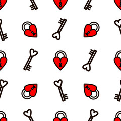 Lock with key style old school tattoo pattern