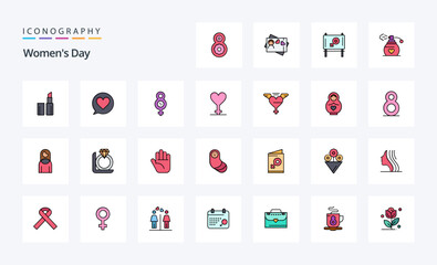25 Womens Day Line Filled Style icon pack