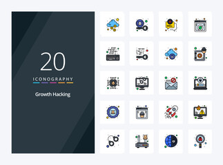 20 Hacking line Filled icon for presentation