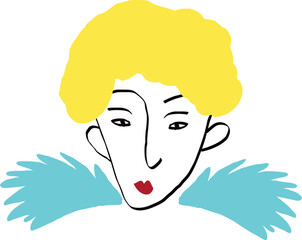 fancy angel for Valentines Day. Illustration in a doodle style