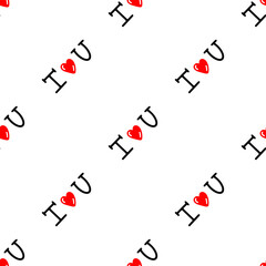 seamless pattern with inscription I love you. Vector illustration