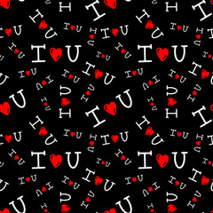 seamless pattern with inscription I love you. Vector illustration