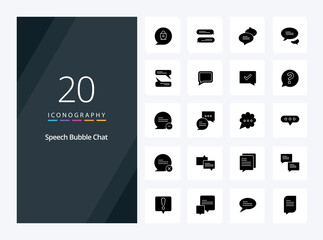 Fototapeta na wymiar 20 Chat Solid Glyph icon for presentation