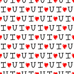 seamless pattern with inscription I love you. Vector illustration