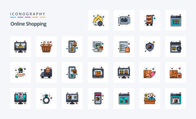 25 Online Shopping Line Filled Style icon pack