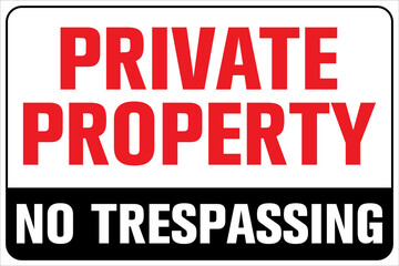 Private property no trespassing warning fence sign - obrazy, fototapety, plakaty