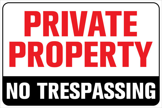 Private property no trespassing warning fence sign