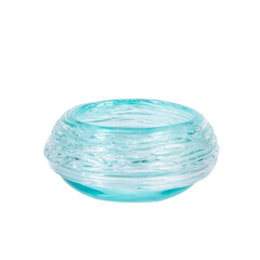 blue glass vase isolated on white