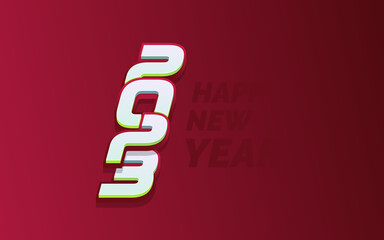 Happy new year 2023 White background Text logo design