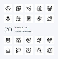 20 Science Line icon Pack like astronomy gear learning energy light