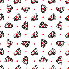 seamless pattern with Cupcakes with hearts.