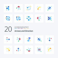 20 Arrow Flat Color icon Pack like down arrow transfers up left direction
