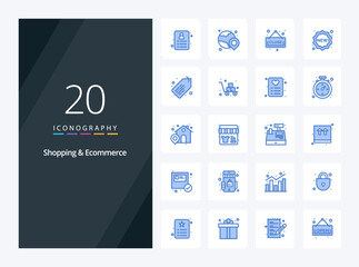 Fototapeta na wymiar 20 Shopping Ecommerce Blue Color icon for presentation