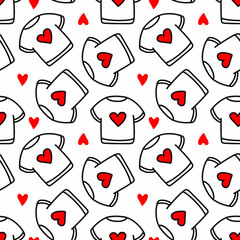 pattern of a T-shirt with a heart.Pattern for Valentines Day