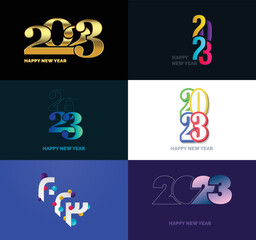 Big Set of 2023 Happy New Year logo text design 2023 number design template