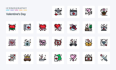 25 Valentines Day Line Filled Style icon pack