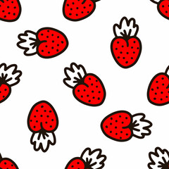 Fototapeta premium Seamless pattern with strawberries. Vector illustration