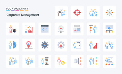 25 Corporate Management Flat color icon pack